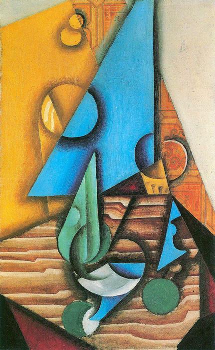 Palack és pohár az asztalon, Juan Gris