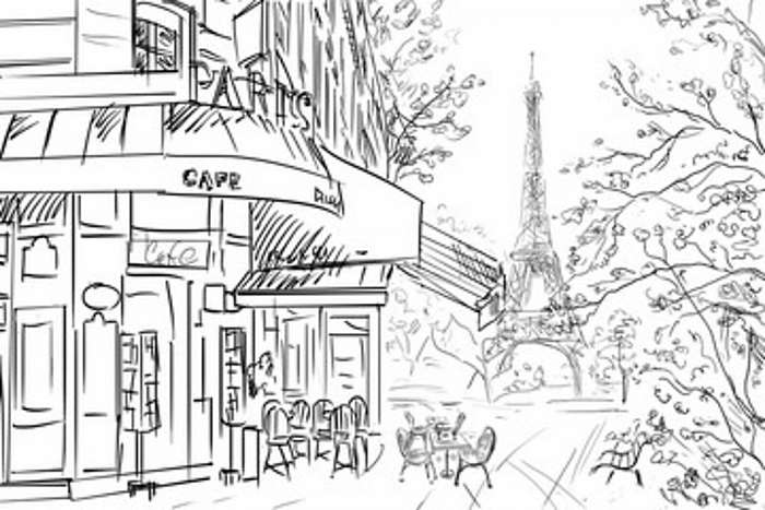Párizsi utcák, sarki üzletek és az Eiffel torony, Partner Kollekció