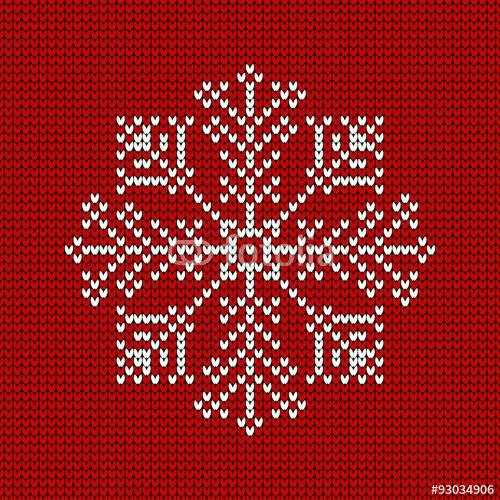 Absztrakt karácsonyi kártya kötött hópehely piros / fehér, Premium Kollekció