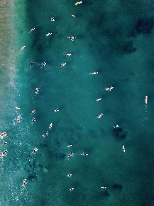 Szörfösök az óceánban (légi felvétel), Premium Kollekció