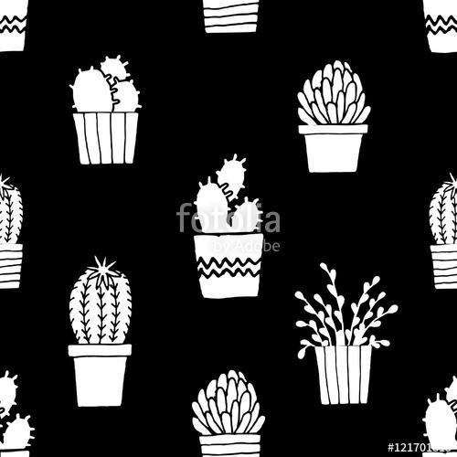 Hand Drawn Cactus Pattern, Premium Kollekció