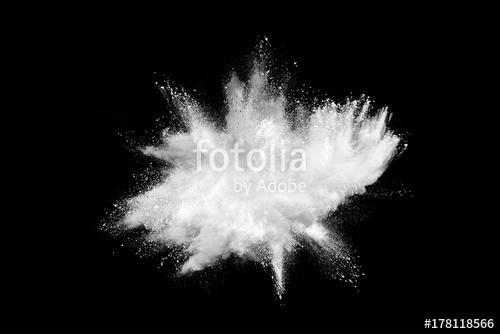 Explosion of white powder isolated on black background., Premium Kollekció