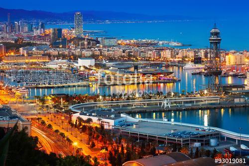  Port in Barcelona during evening. Catalonia,, Premium Kollekció