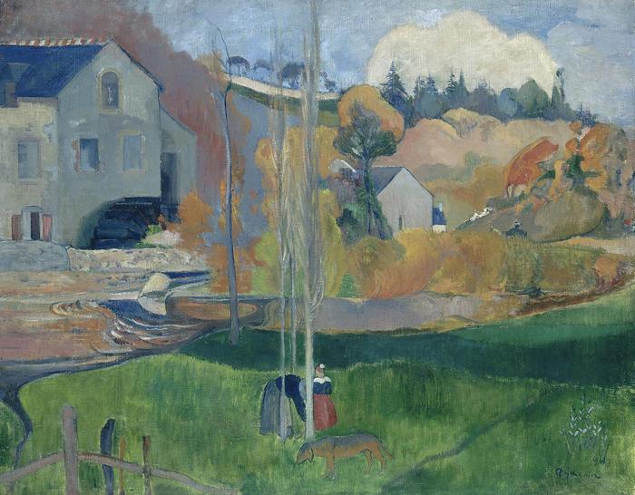 Bretoni tájkép a Dávid malommal - Színverzió 1., Paul Gauguin