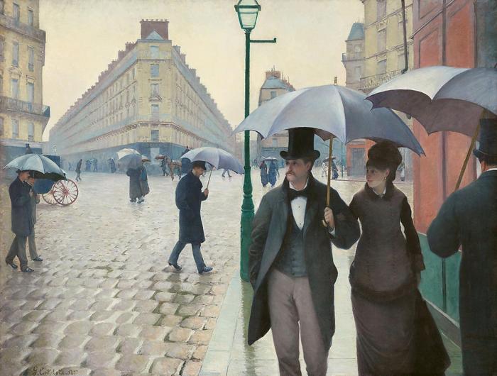 Párizsi utca esős időben - Színverzió 1., Gustave Caillebotte