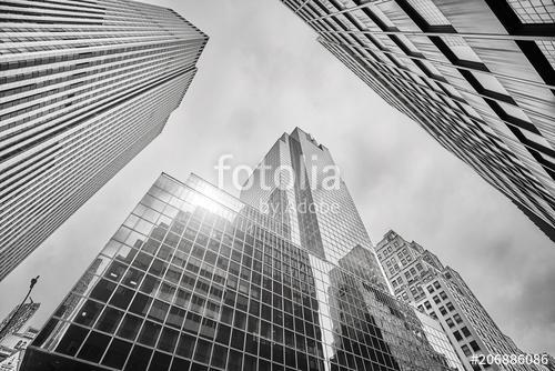 Looking up at Manhattan skyscrapers, New York City, USA., Premium Kollekció