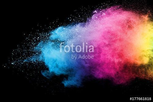 Splash of colorful powder over black background., Premium Kollekció