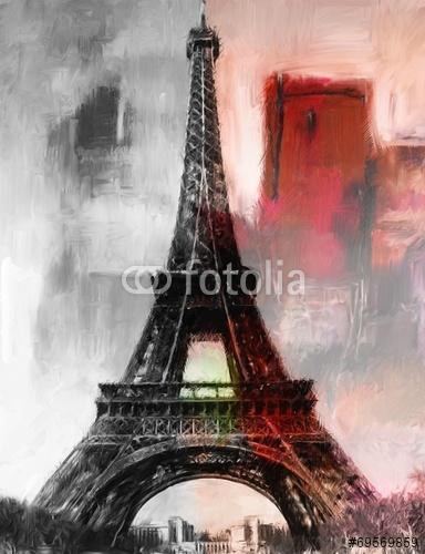 Absztrakt stílusú Eiffel-torony, Párizs (olajfestmény reprodukció), Partner Kollekció