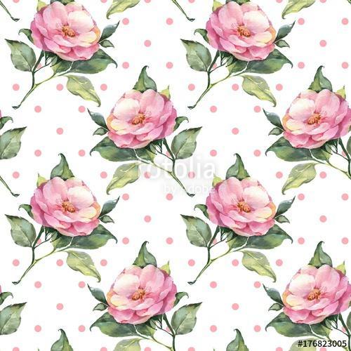 Seamless floral pattern with pink flowers 20, Premium Kollekció