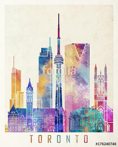 Toronto landmarks watercolor poster, Premium Kollekció