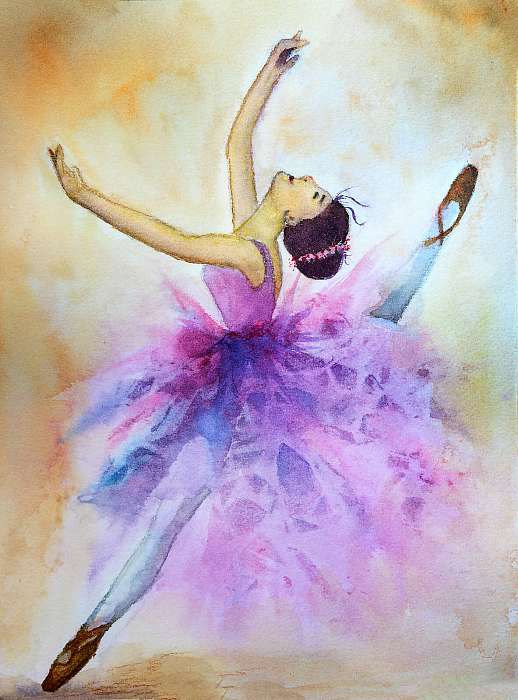 Watercolor painting of soft sweet ballerina dancing, Premium Kollekció