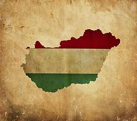 Magyarország térkép sziluett, antikolt háttéren, 