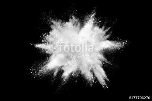 Explosion of white powder isolated on black background., Premium Kollekció