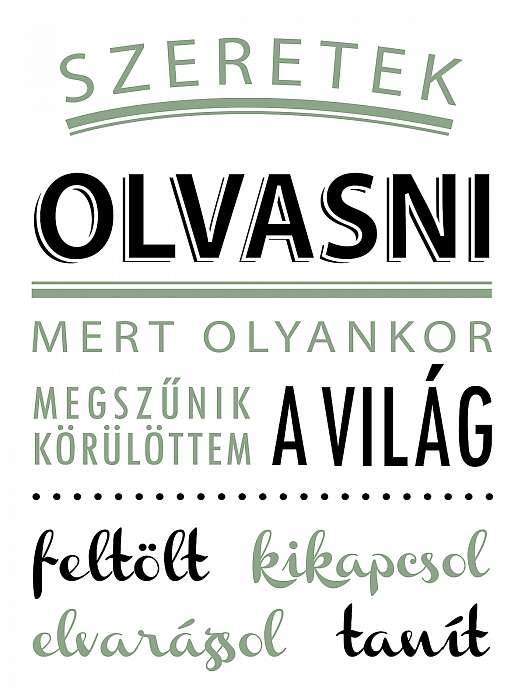 Szeretek olvasni poszter (oliva zöld) , 