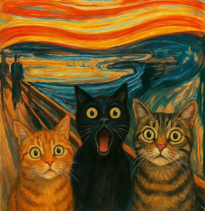A sikoly - macskákkal, Edvard Munch A sikoly - macskákkal, Edvard Munch