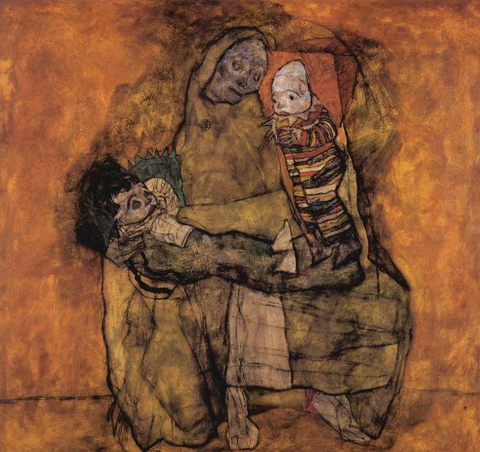 Anya két gyermekével, Egon Schiele