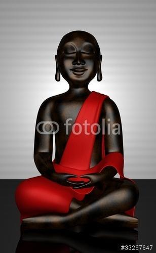 Fekete Buddha szobor vörös köpenytől, Premium Kollekció