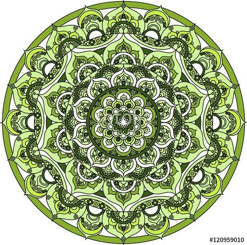 Vector green decorative mandala ornament, Premium Kollekció