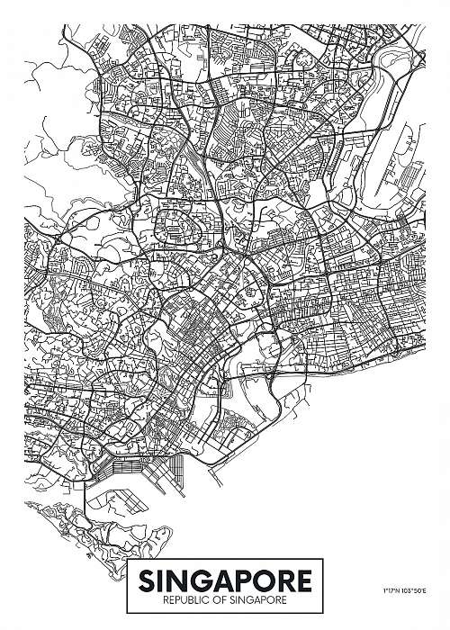 City map Singapore, travel vector poster design, Partner Kollekció