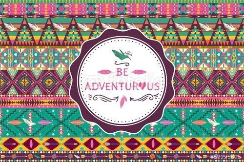 Hipster varrat nélküli aztec minta geometrikus elemekkel, Premium Kollekció