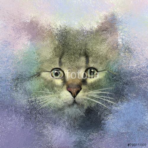 Absztrakt portré a macska (olajfestmény reprodukció), Partner Kollekció