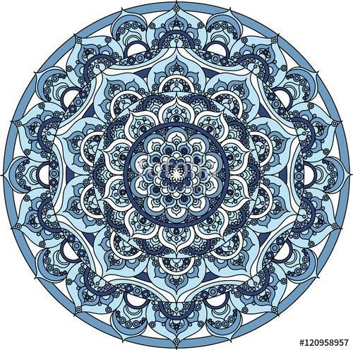 Vector blue decorative mandala ornament, Premium Kollekció