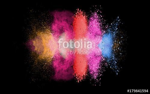 Splash of colorful powder over black background., Premium Kollekció