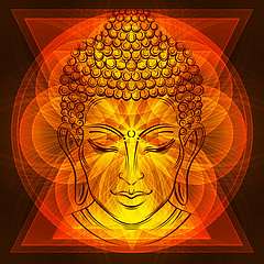 Vörös és narancs Budha fej szimbólum, Premium Kollekció