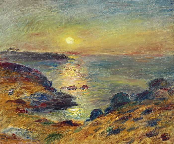 Naplemente Douarnenezben (c1883) (élénk színverzió) , Pierre Auguste Renoir