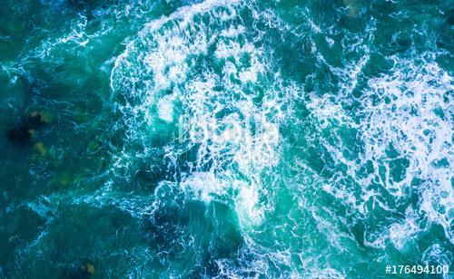 Drone view of waves hitting sea shore, Premium Kollekció