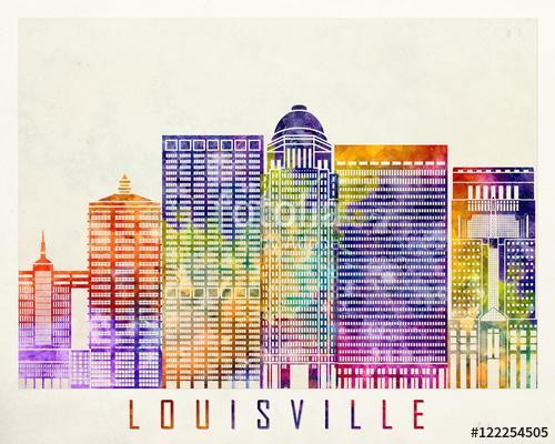 Louisville landmarks watercolor poster, Premium Kollekció