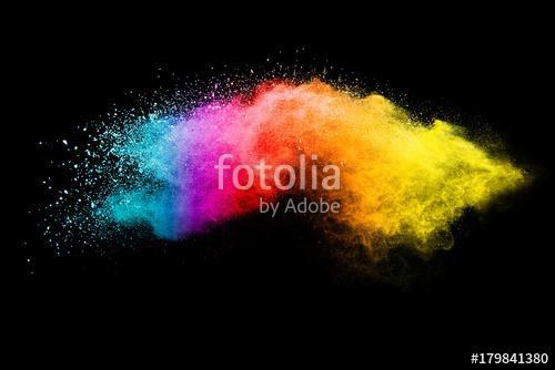 Splash of colorful powder over black background., Premium Kollekció