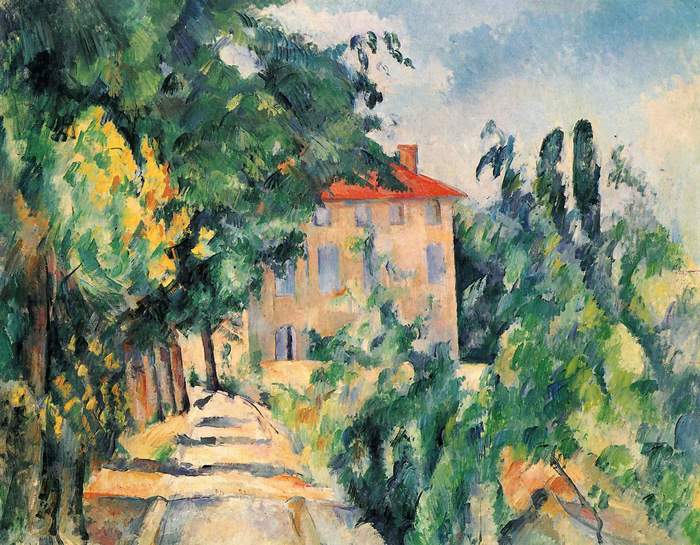 Ház piros tetővel (szín verzió), Paul Cézanne