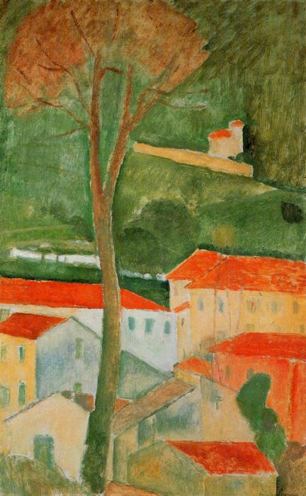 Tájkép házakkal, Modigliani