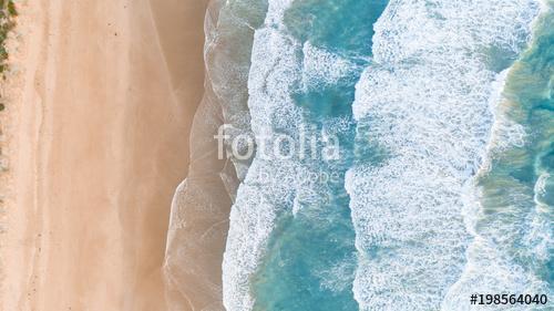 Aerial View of Waves at Beach at Sunset, Premium Kollekció