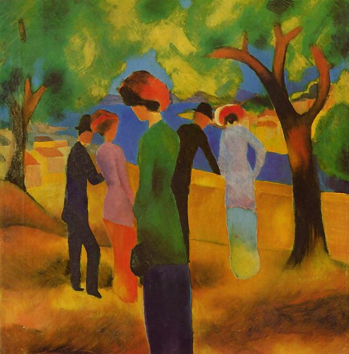 Hölgy zöld kabátban, August Macke