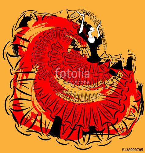 Absztrakt vörös-sárga kép a flamencóról, Partner Kollekció