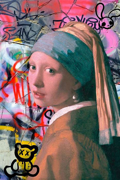 Lány göngy fülbevalóval graffiti (Barokk & Graffiti), Jan Vermeer Lány göngy fülbevalóval graffiti (Barokk & Graffiti), Jan Vermeer