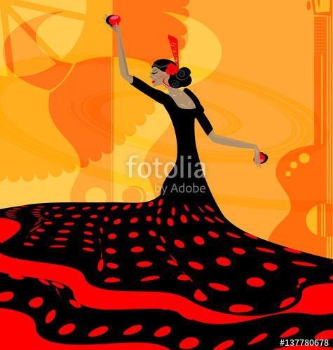 Absztrakt vörös-fekete nő és a flamenco, Partner Kollekció