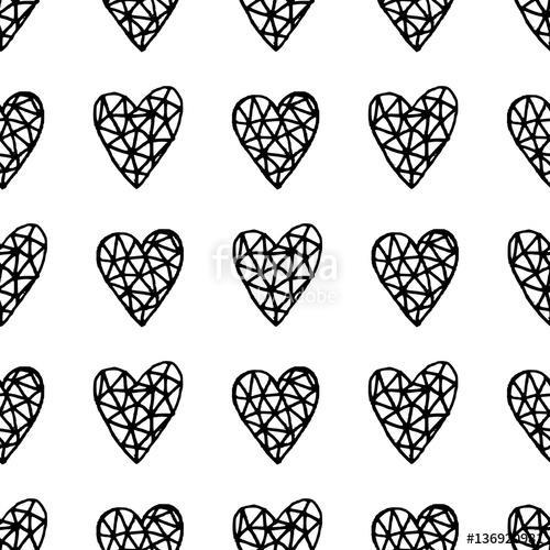Hand Drawn Hearts Pattern, Premium Kollekció