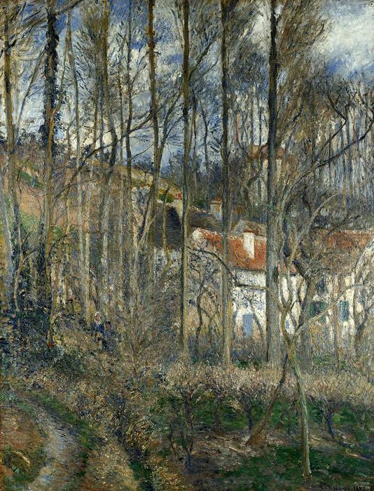 Házak az erdőben Côte des Boeufs-nál, Camille Pissarro