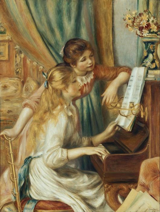 Fiatal lányok a zongoránál /half blue version/, Pierre Auguste Renoir