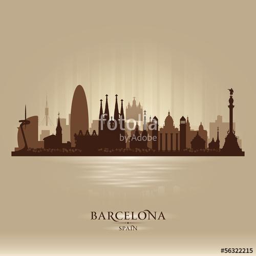Barcelona Spain city skyline vector silhouette, Premium Kollekció