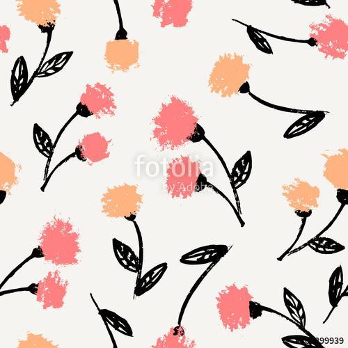 Hand Drawn Floral Seamless Pattern, Premium Kollekció