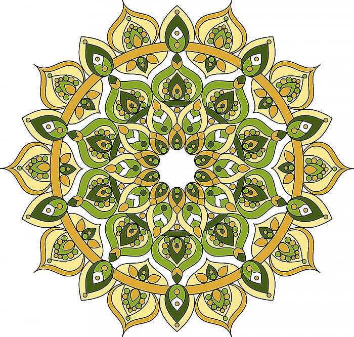 Vector ornate green and yellow mandala illustration, Premium Kollekció