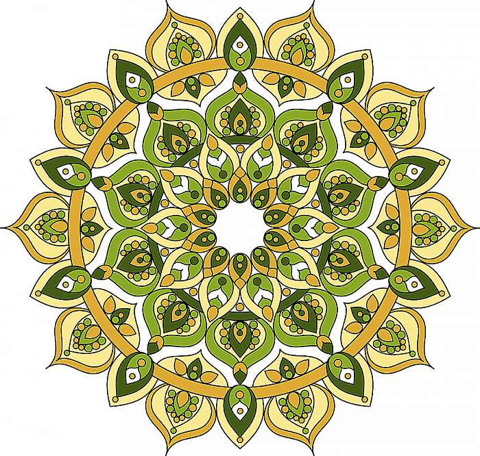 Vector ornate green and yellow mandala illustration, Premium Kollekció