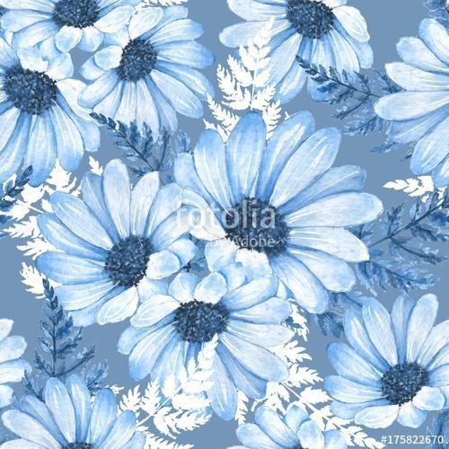 Floral seamless pattern. Watercolor flowers 8, Premium Kollekció