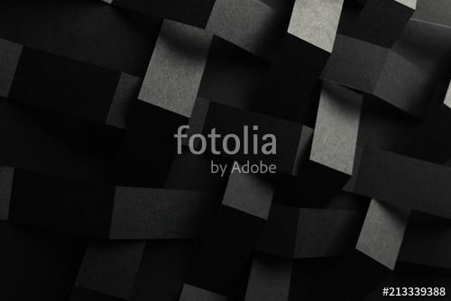 Macro image of black braided stripes in geometric composition, 3D illustration, abstract background, Premium Kollekció
