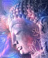 Színes Budha arc, profilból, Premium Kollekció