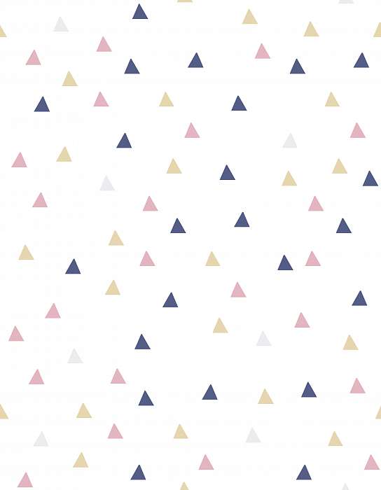Rózsaszín-kék-sárga háromszögek tapétaminta, 